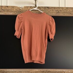 Short Puff Sleeve Knit Top - Rust